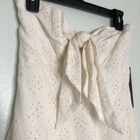 Olivaceous Eyelet Lace Mini Dress Sleeveless Ruffle - Picture 3 of 15